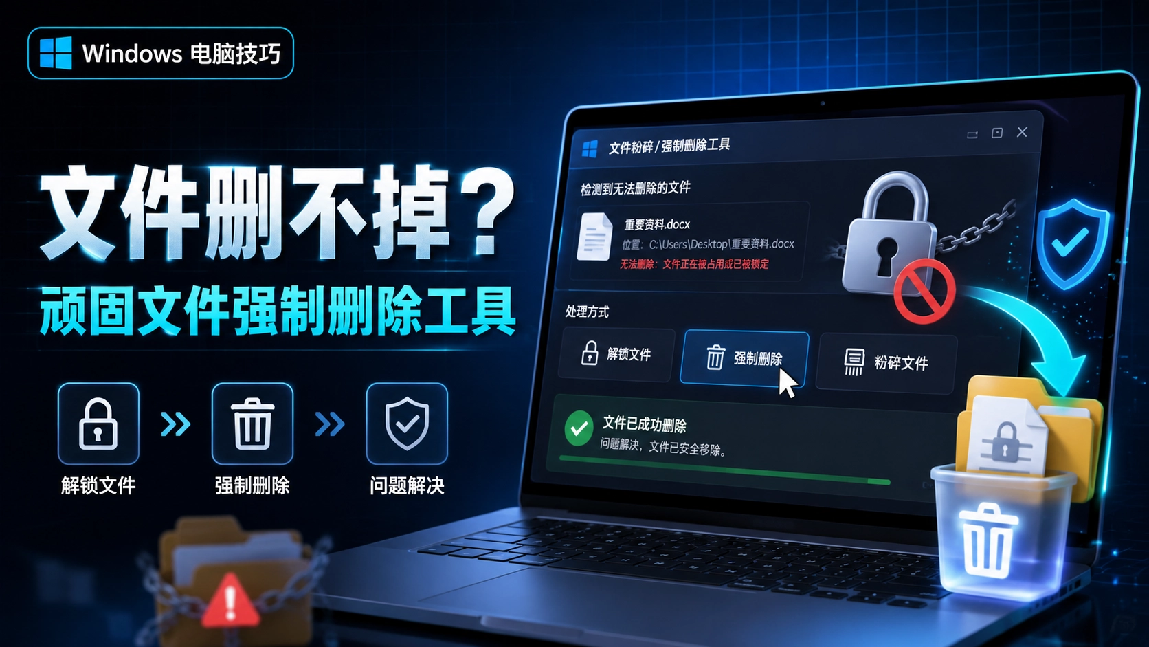 顽固文件删除不了怎么办？推荐这款文件强制删除工具解决电脑文件删不掉问题